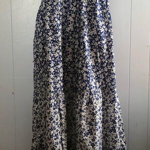 Hatch Royal Blue and White Floral Maxi Dress S